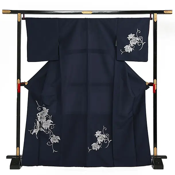 訪問着レンタル E035 紺/蘭の花