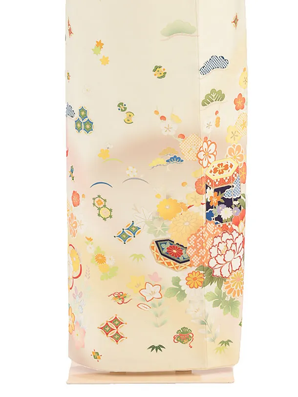 訪問着レンタル E101 JAPAN STYLE／クリーム 貝桶牡丹