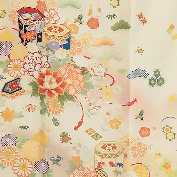 訪問着レンタル E101 JAPAN STYLE／クリーム 貝桶牡丹