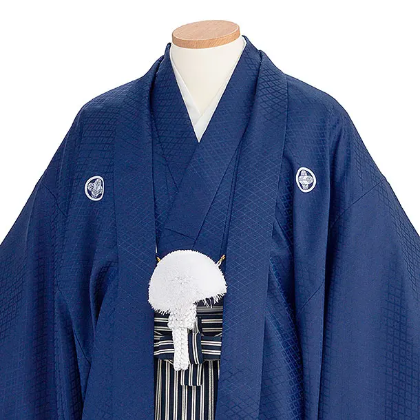 卒業式成人式袴ﾚﾝﾀﾙ160紺紋付×紺ｼﾙﾊﾞｰ袴