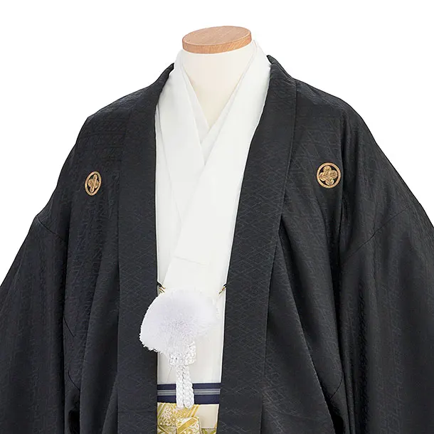 卒業式成人式袴ﾚﾝﾀﾙ184黒紋付[竜馬]×紺金ぼかし袴