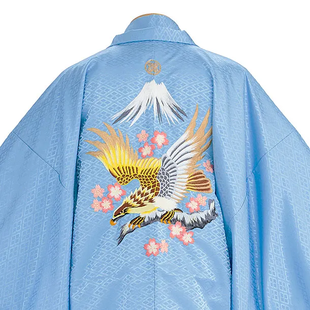 卒業式成人式袴ﾚﾝﾀﾙ190水色紋付鷹富士×金
