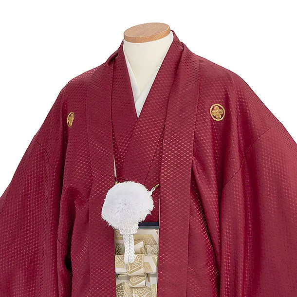卒業式成人式袴ﾚﾝﾀﾙ197赤紋付×紫金ぼかし