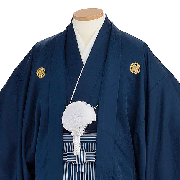 卒業式成人式袴ﾚﾝﾀﾙ207紺紋付×白紺仙台平