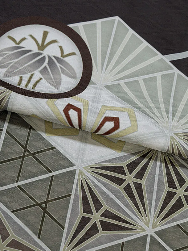 卒業式成人式袴レンタル 0244 黒 麻の葉／シルバー袴