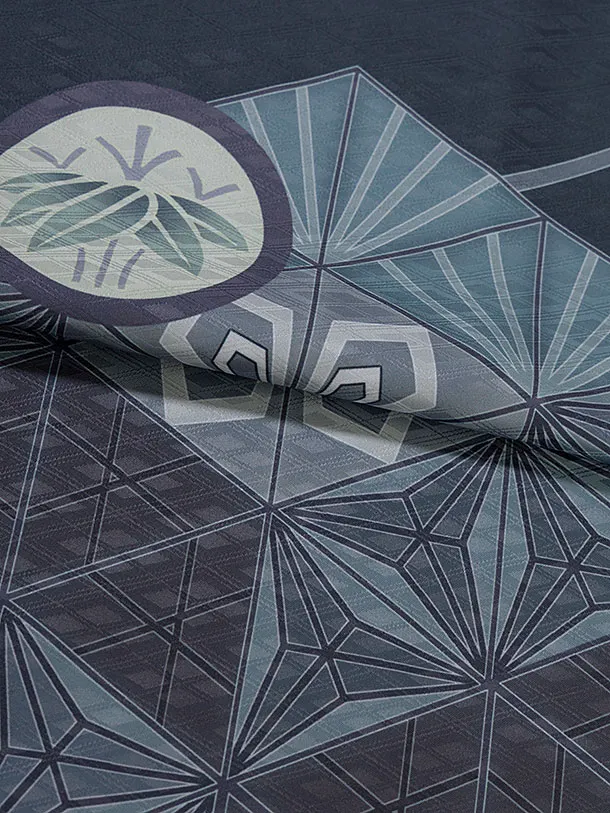 卒業式成人式袴レンタル 0246 ブルーグレー 麻の葉／シルバー袴