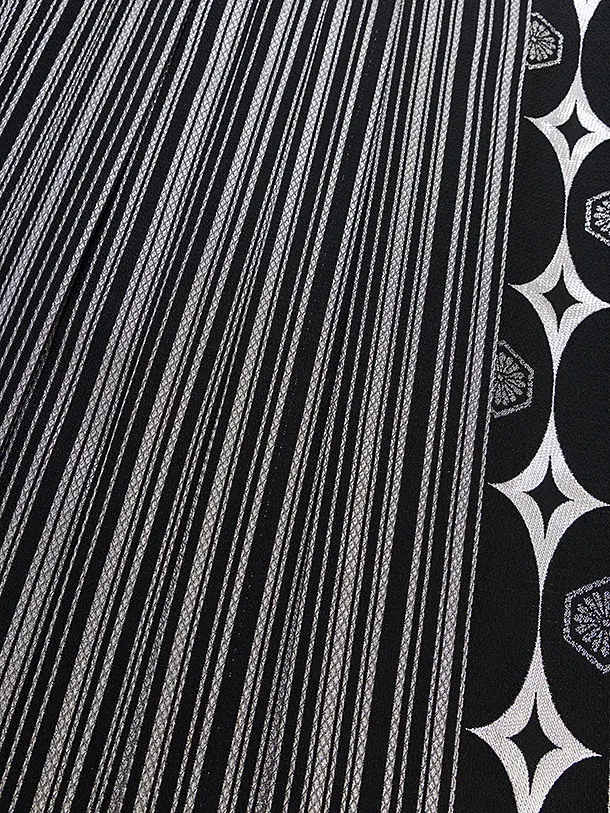 卒業式成人式袴レンタル 0253 青吉野桜銀彩／黒銀縞袴