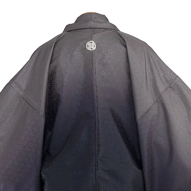 卒業式成人式袴レンタル 0255 グレー 亀甲ぼかし／黒 龍雲袴