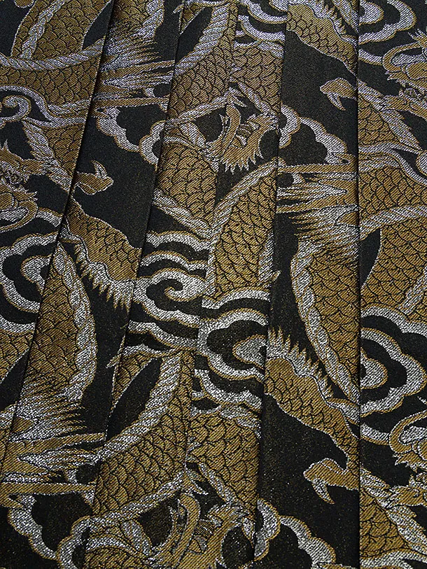 卒業式成人式袴レンタル 0255 グレー 亀甲ぼかし／黒 龍雲袴