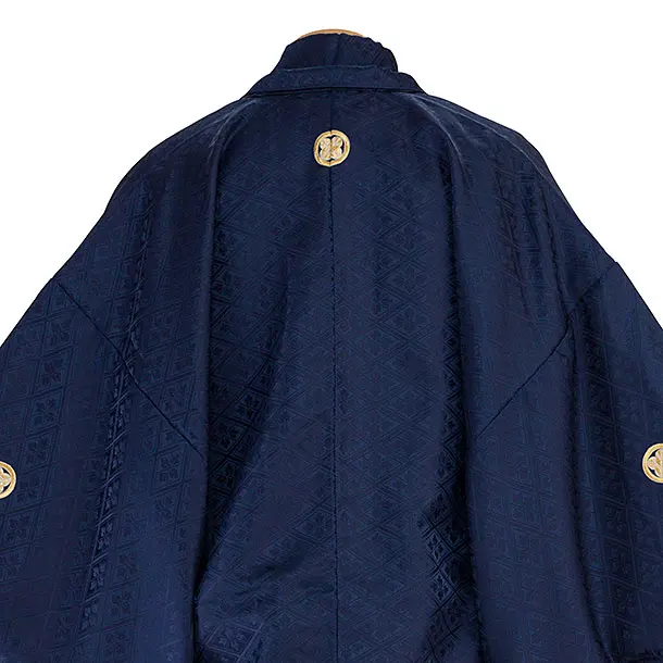 卒業式成人式袴レンタル 0260 紺 金紋武田菱／白銀ぼかし 武田菱袴