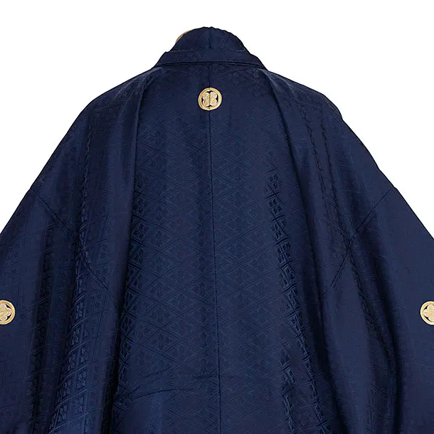 卒業式成人式袴レンタル 0263 紺 金紋武田菱／白銀 武田菱ぼかし袴