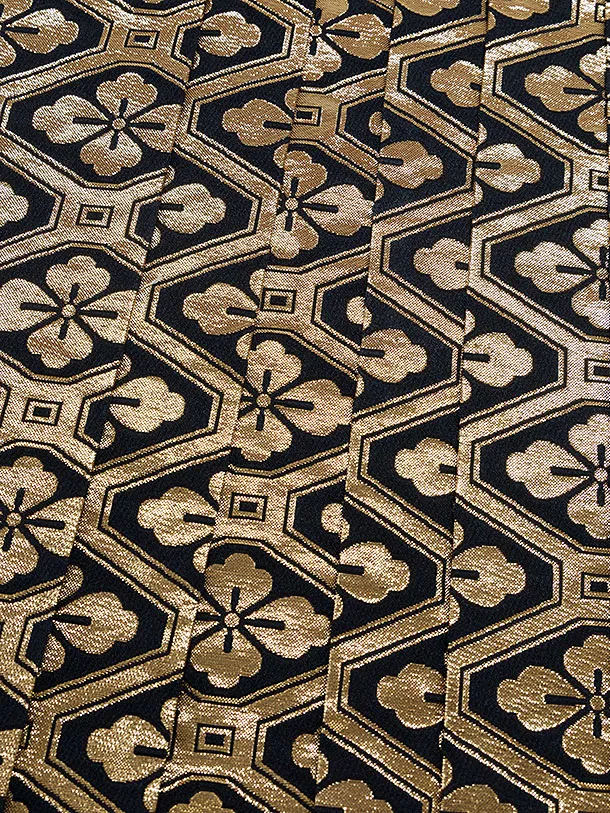 卒業式成人式袴レンタル 0270 【正絹】青黒金 鳳凰七宝／黒金蜀江花菱袴