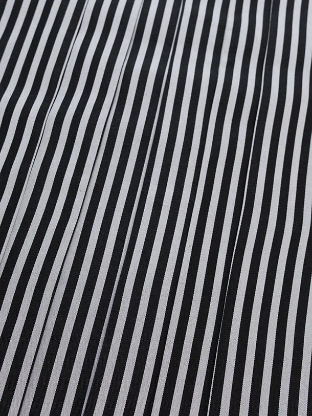 卒業式成人式袴レンタル 0276 黒紋付／仙台縦縞袴