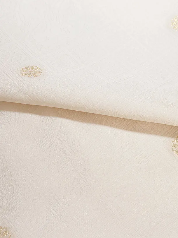 卒業式成人式袴レンタル 0278 アイボリー 家紋柄／ブラウンストライプ袴