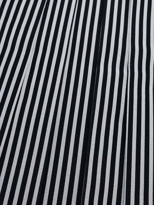 卒業式成人式袴レンタル 0281 【正絹】黒紋付／仙台縦縞袴