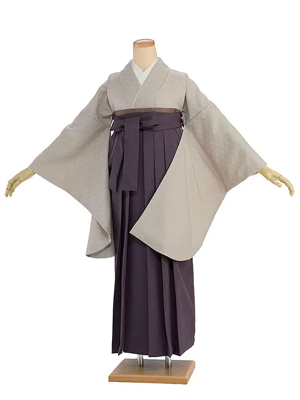先生,教員向け袴レンタル 1178 ベージュ／くすみパープル袴