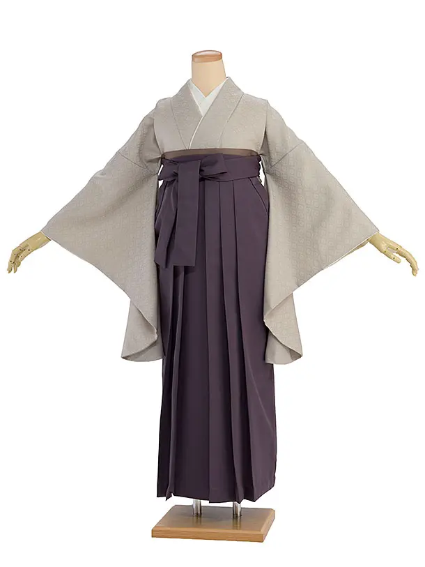 先生,教員向け袴レンタル 1178 ベージュ／くすみパープル袴