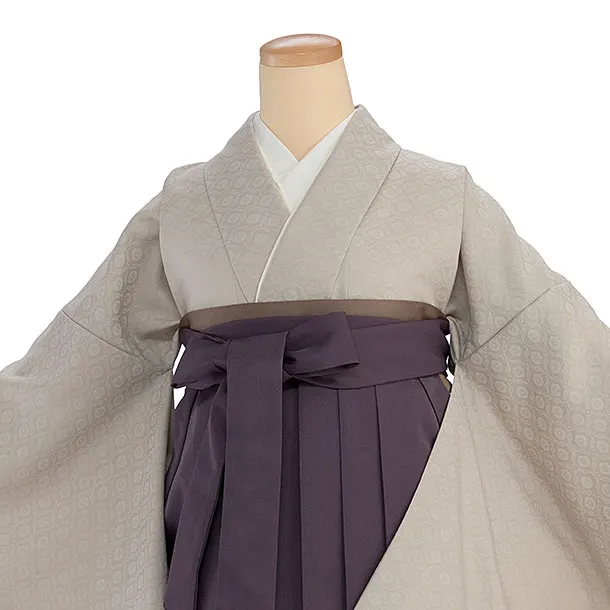 先生,教員向け袴レンタル 1178 ベージュ／くすみパープル袴