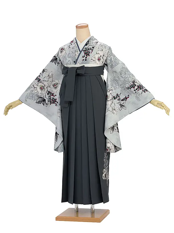 卒業式1234 JILL STUART／淡グレーパンジー／ブルーグレー鈴蘭刺繍袴