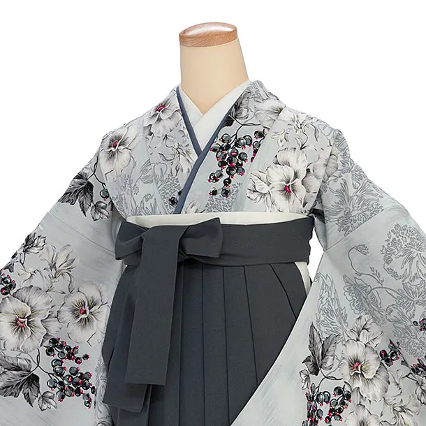 卒業式1234 JILL STUART／淡グレーパンジー／ブルーグレー鈴蘭刺繍袴