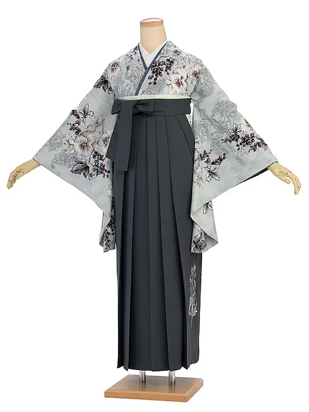 卒業式1235 JILL STUART／淡グレーパンジー／ブルーグレー鈴蘭刺繍袴