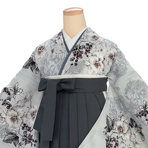 卒業式1235 JILL STUART／淡グレーパンジー／ブルーグレー鈴蘭刺繍袴