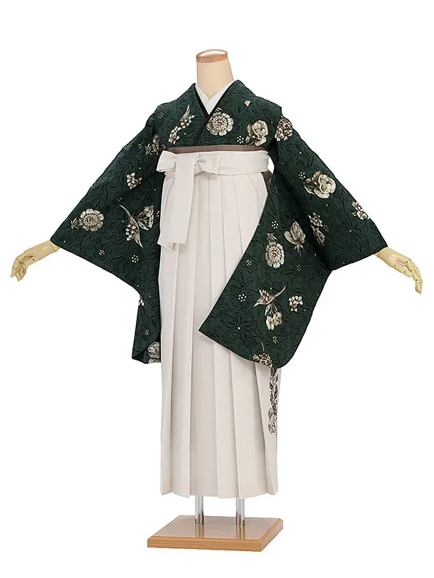 卒業袴1239 JILL STUART／緑 フルール／オフホワイト 鈴蘭刺繍袴