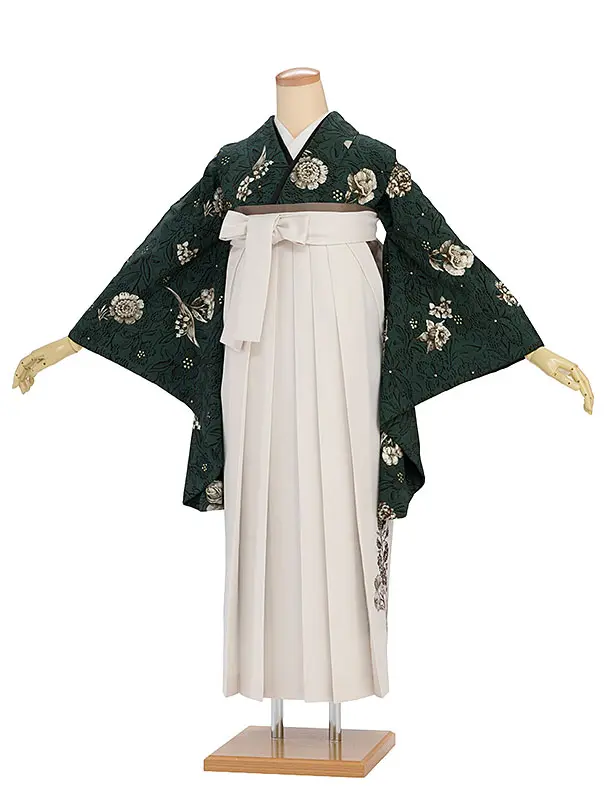 卒業袴1239 JILL STUART／緑 フルール／オフホワイト 鈴蘭刺繍袴