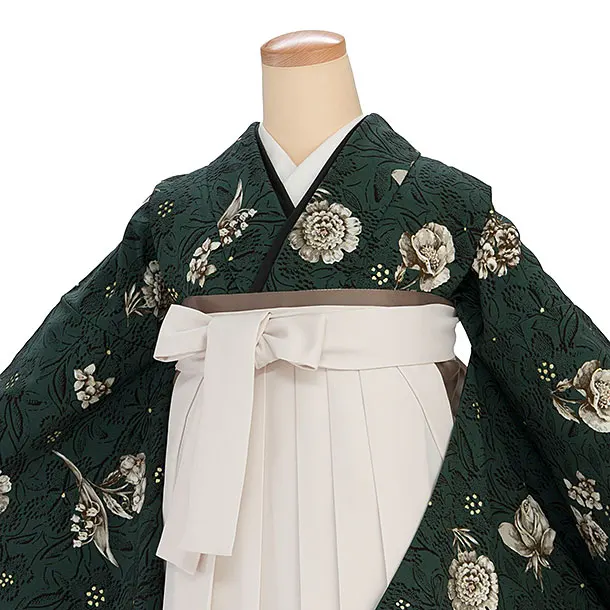 卒業袴1239 JILL STUART／緑 フルール／オフホワイト 鈴蘭刺繍袴