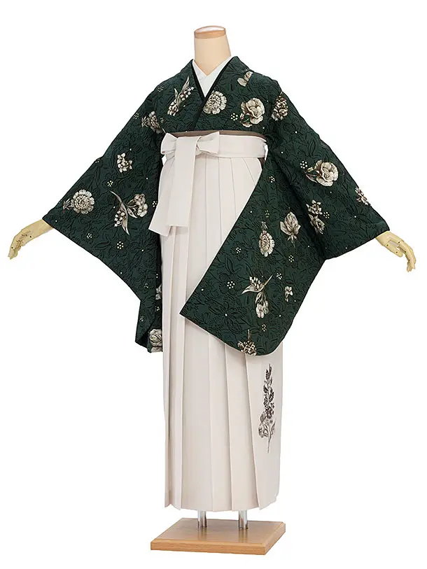 卒業袴1241 JILL STUART／緑 フルール／オフホワイト 鈴蘭刺繍袴