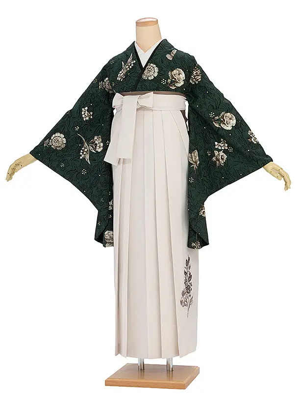 卒業袴1241 JILL STUART／緑 フルール／オフホワイト 鈴蘭刺繍袴