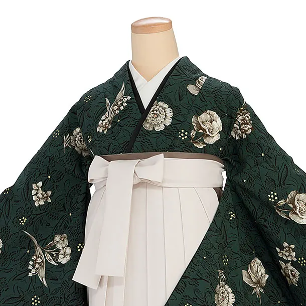 卒業袴1241 JILL STUART／緑 フルール／オフホワイト 鈴蘭刺繍袴
