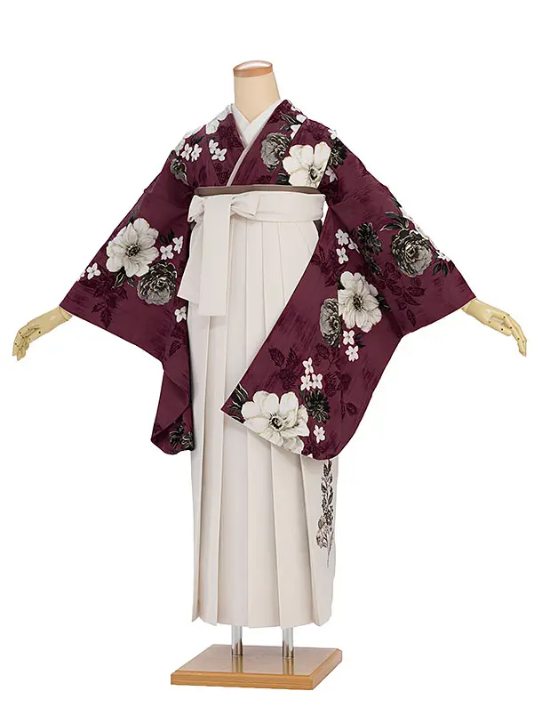 卒業袴1242JILLSTUART／バーガンディくちなし／オフホワイト鈴蘭刺繍袴