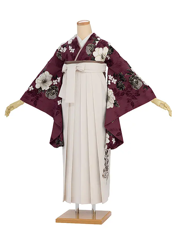 卒業袴1242JILLSTUART／バーガンディくちなし／オフホワイト鈴蘭刺繍袴