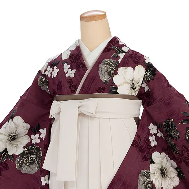 卒業袴1242JILLSTUART／バーガンディくちなし／オフホワイト鈴蘭刺繍袴