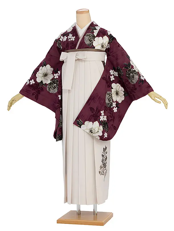 卒業袴1244JILLSTUART／バーガンディくちなし／オフホワイト鈴蘭刺繍袴