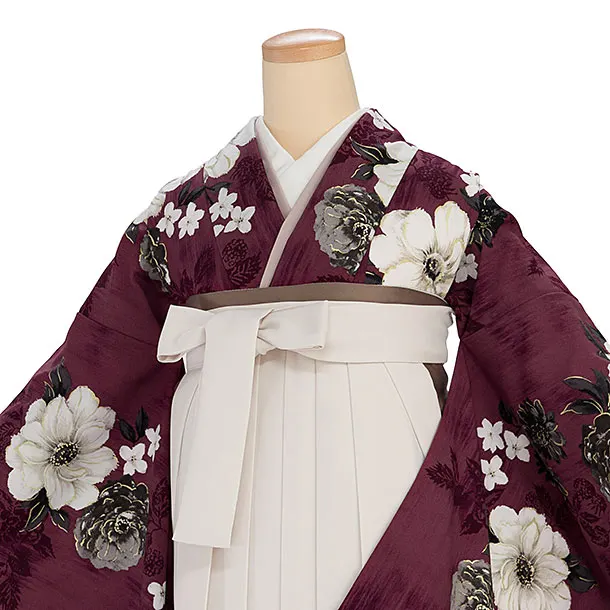 卒業袴1244JILLSTUART／バーガンディくちなし／オフホワイト鈴蘭刺繍袴