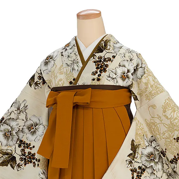 卒業袴1248 JILL STUART／ベージュ パンジー／テラコッタ鈴蘭刺繍袴