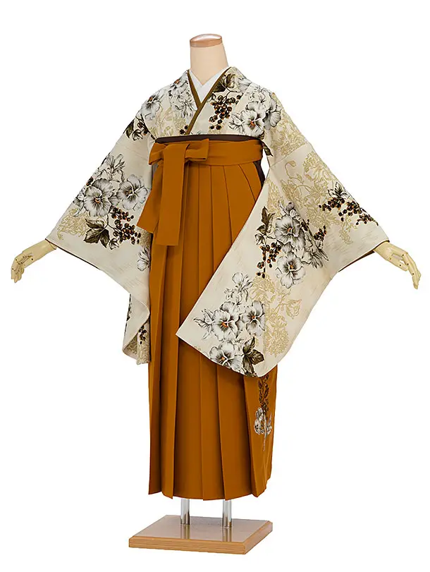 卒業袴1249 JILL STUART／ベージュ パンジー／テラコッタ鈴蘭刺繍袴