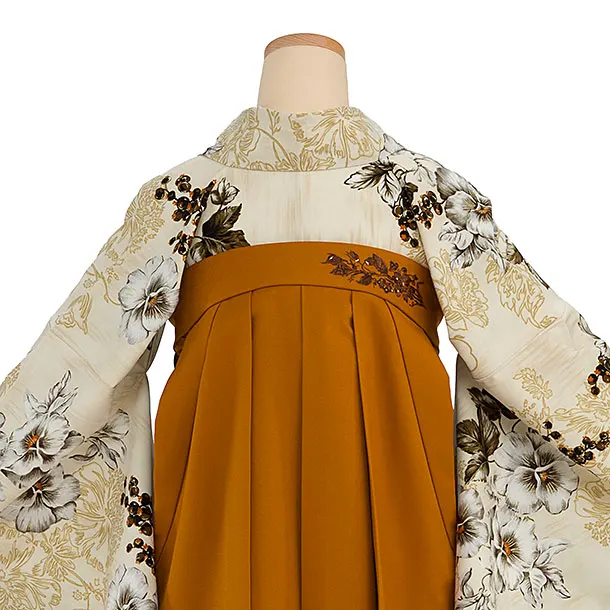 卒業袴1249 JILL STUART／ベージュ パンジー／テラコッタ鈴蘭刺繍袴