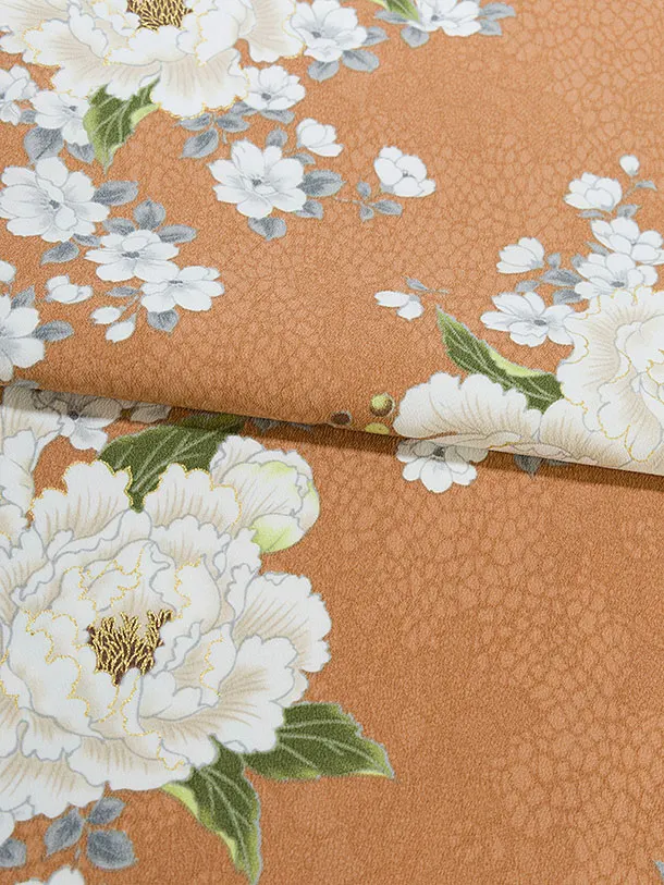 卒業女性袴 1260 Heather／アプリコット 牡丹／ブラウン レース切替袴