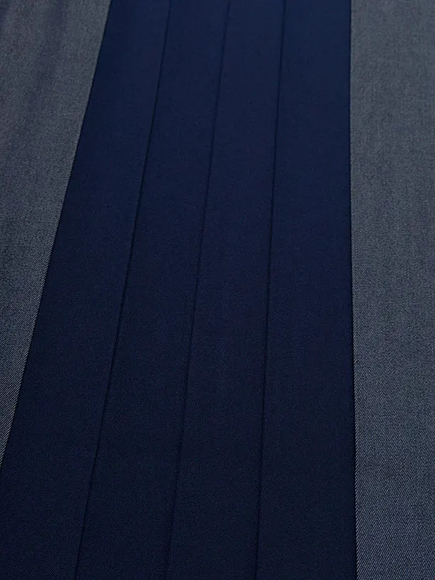 卒業式女性袴 1263 Heather／紺 椿／紺 デニム切替袴