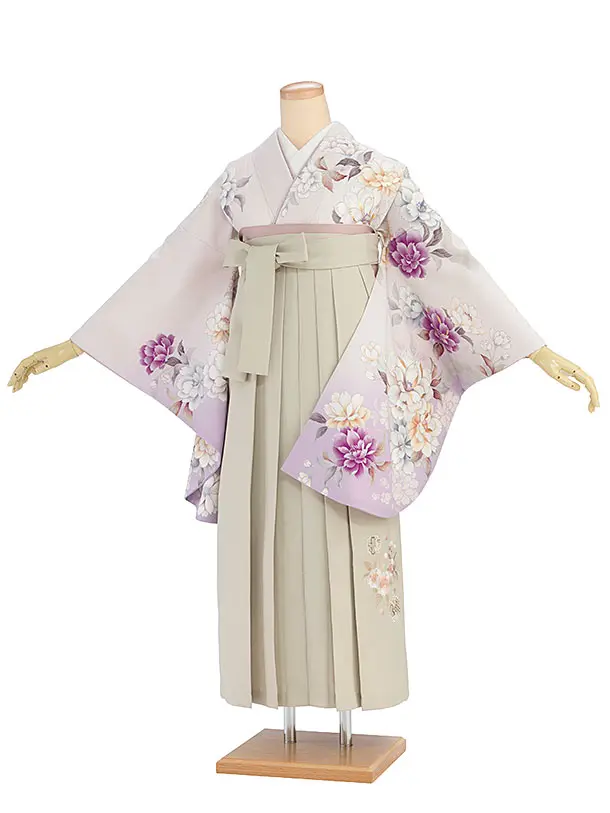 卒業式女性袴 1269 薄桜色 牡丹／ベージュ袴