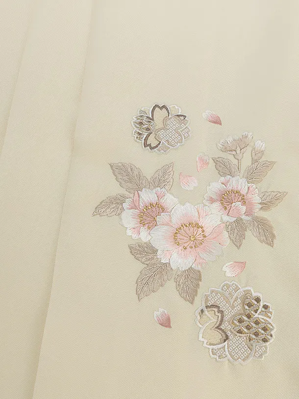 卒業式女性袴 1270 水色 牡丹／クリーム袴