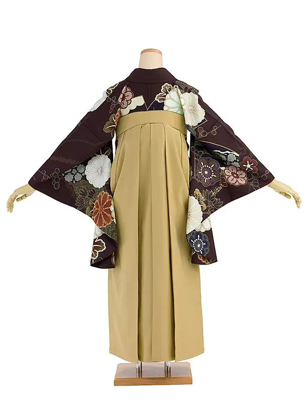 卒業式女性袴 1271 茶色 華扇／からし色袴