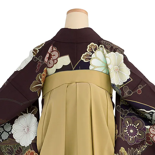 卒業式女性袴 1271 茶色 華扇／からし色袴