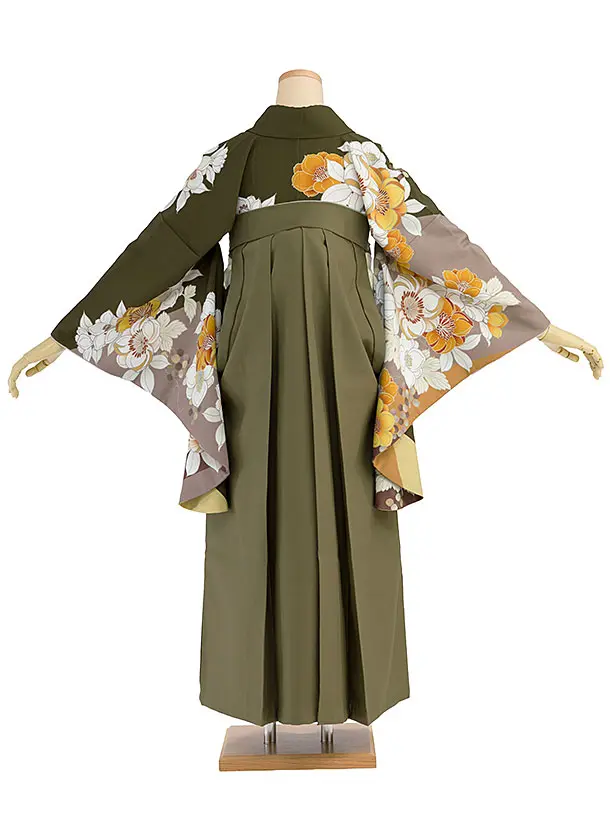 卒業式女性袴 1272 カーキ 花華／カーキ袴