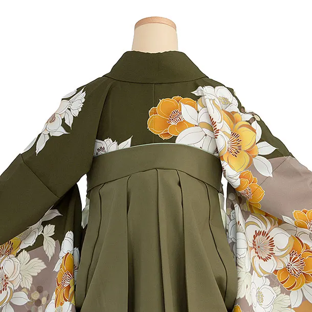 卒業式女性袴 1272 カーキ 花華／カーキ袴