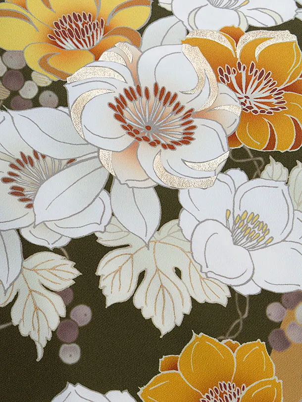 卒業式女性袴 1272 カーキ 花華／カーキ袴