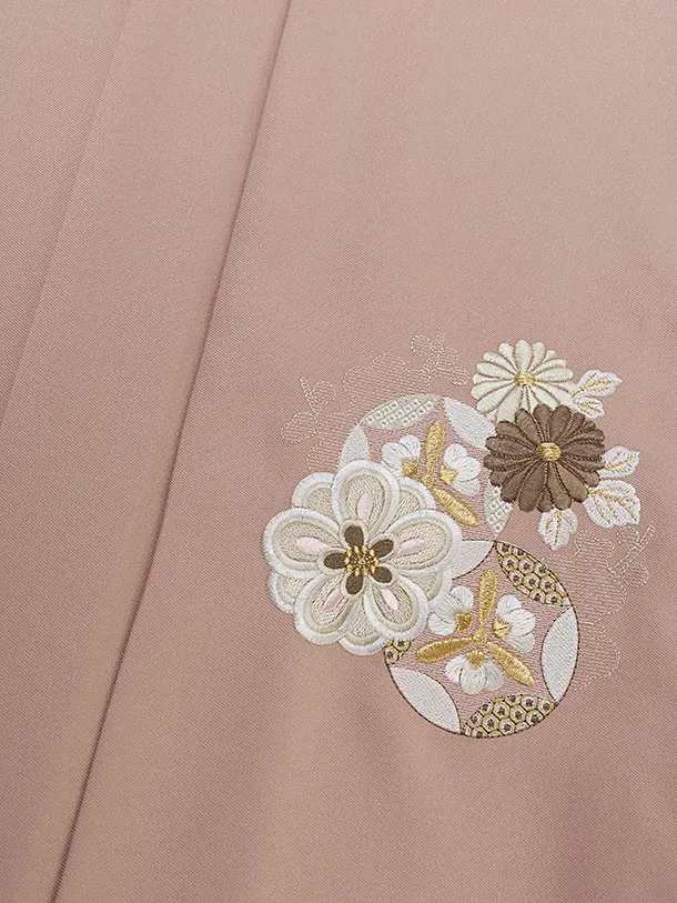 卒業式女性袴 1274 臙脂鼠（えんじねず） 牡丹ゆり／くすみピンク袴